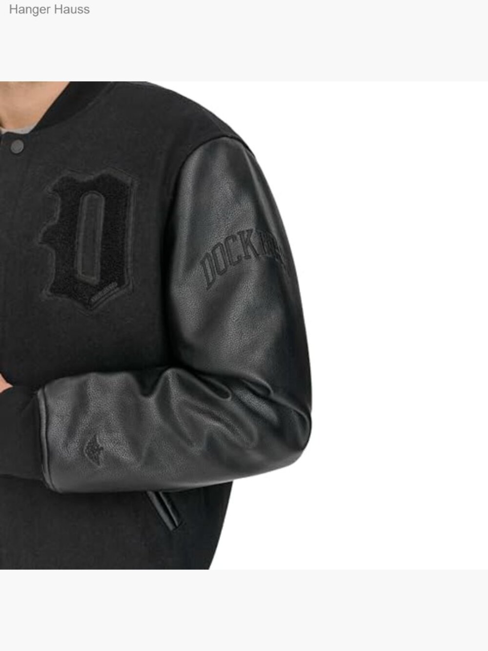 Men's Bomber Jacket with Faux Leather Sleeves - Picture 7 of 7